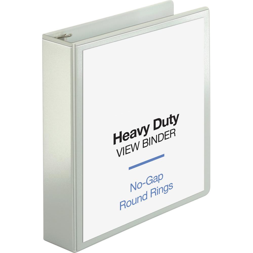 Business Source Round-ring View Binder - 2" Binder Capacity - Letter - 8 1/2" x 11" Sheet Size - 475 Sheet Capacity - Fastener: Round Ring - Pocket: 2, Internal - Polypropylene, Chipboard, Board - Whi. Picture 1