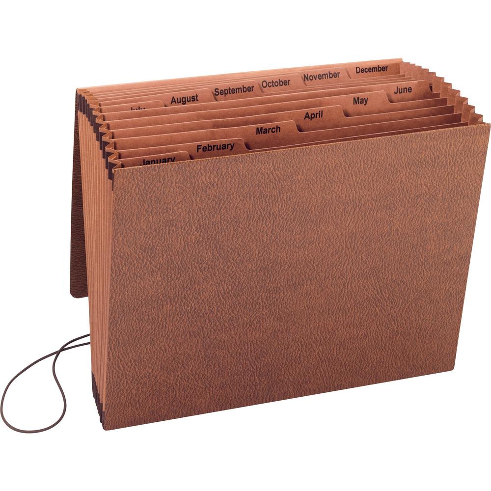 Business Source Letter Recycled Expanding File - 8 1/2" x 11" - 12 Pocket(s) - Brown - 30% Recycled - 1 Each. Picture 1