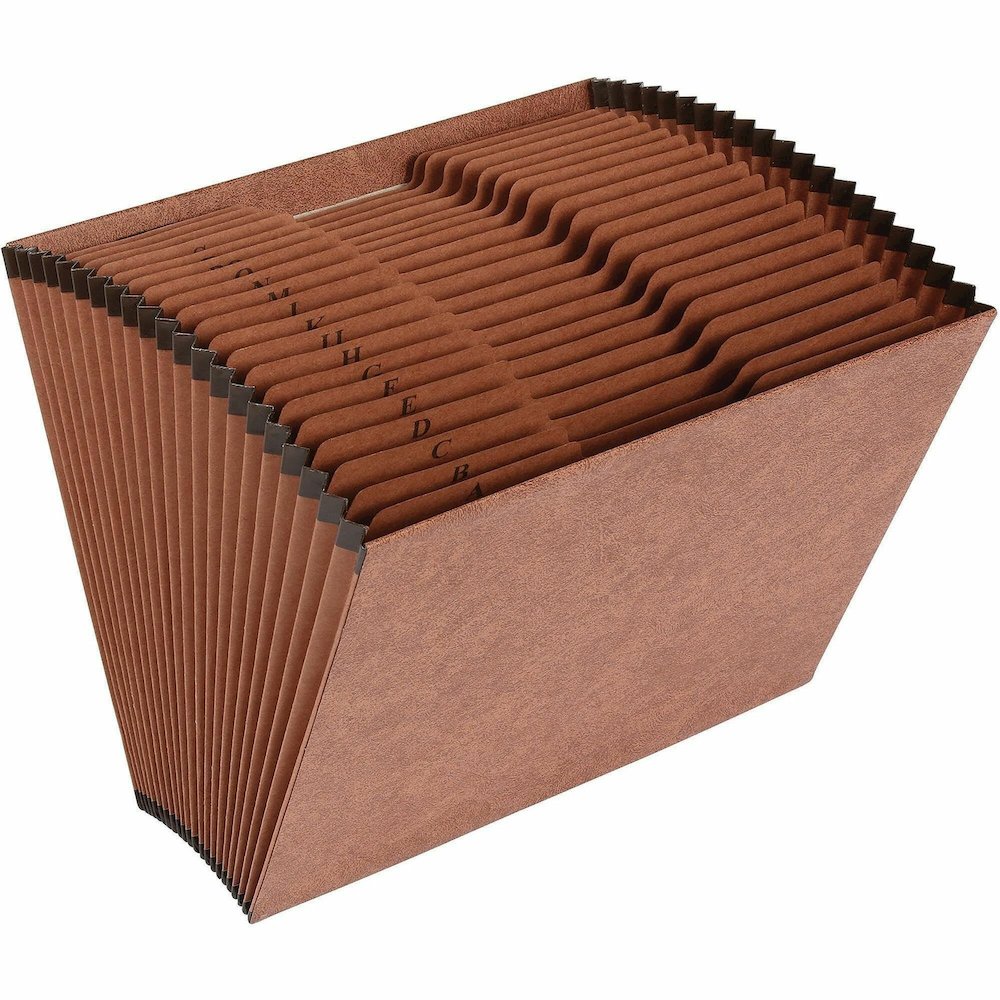 Business Source Letter Recycled Expanding File - 8 1/2" x 11" - 21 Pocket - Brown - 30% Recycled - 1 Each. Picture 1