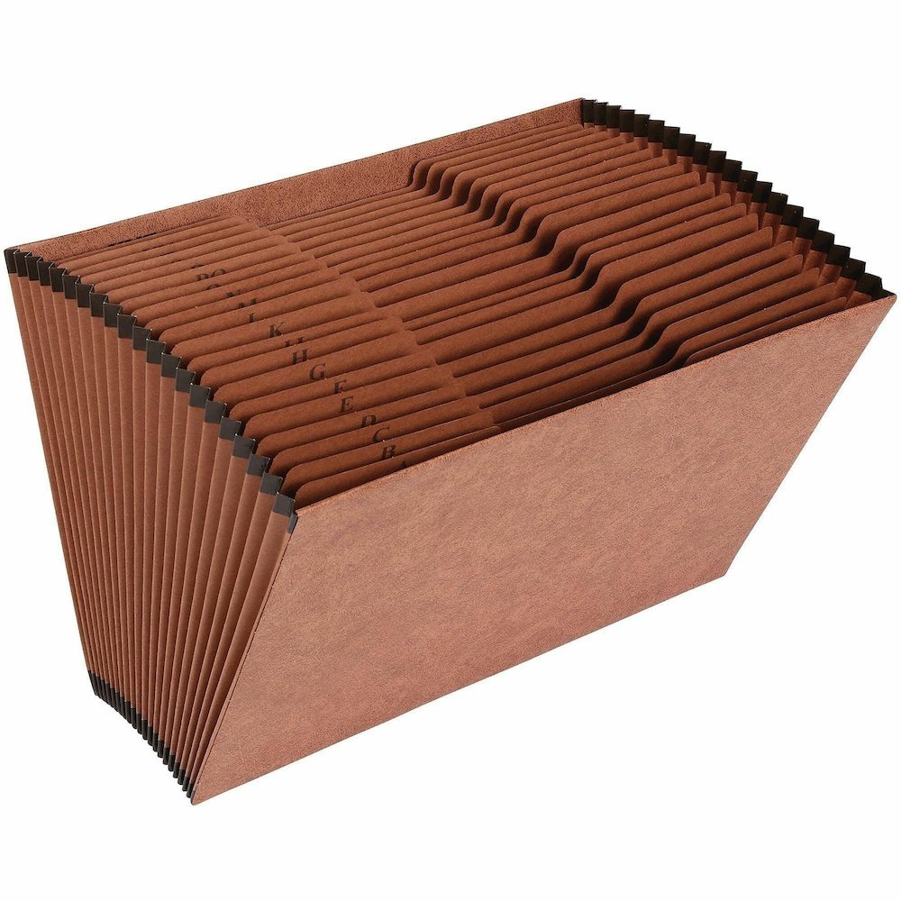 Business Source Legal Recycled Expanding File - 8 1/2" x 14" - 21 Pocket - Brown - 30% Recycled - 1 Each. Picture 1