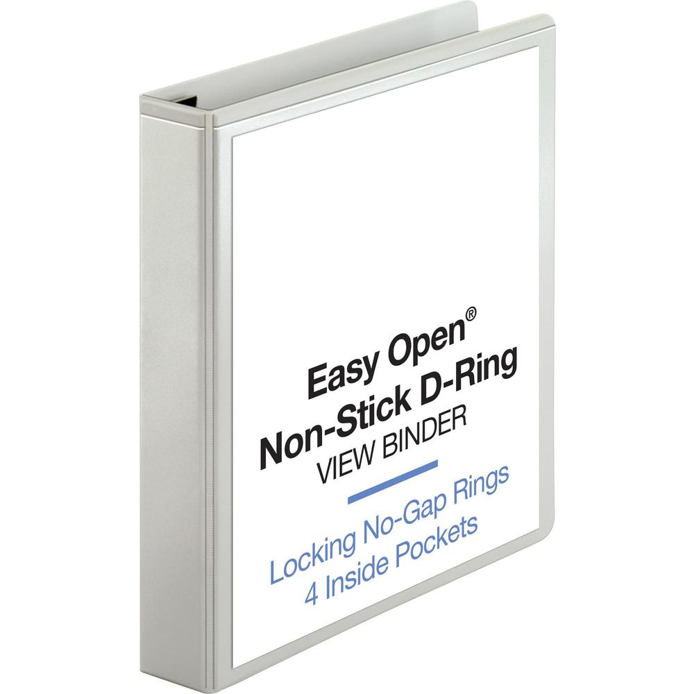 Business Source Locking D-Ring View Binder - 1 1/2" Binder Capacity - Letter - 8 1/2" x 11" Sheet Size - 325 Sheet Capacity - D-Ring Fastener(s) - 4 Inside Front & Back Pocket(s) - Polypropylene, Chip. Picture 1