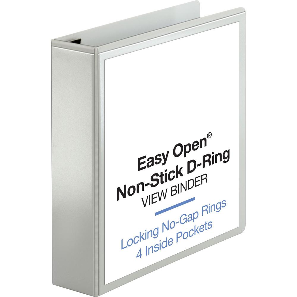 Business Source Locking D-Ring View Binder - 2" Binder Capacity - Letter - 8 1/2" x 11" Sheet Size - 500 Sheet Capacity - D-Ring Fastener(s) - 4 Inside Front & Back Pocket(s) - Polypropylene, Chipboar. Picture 1