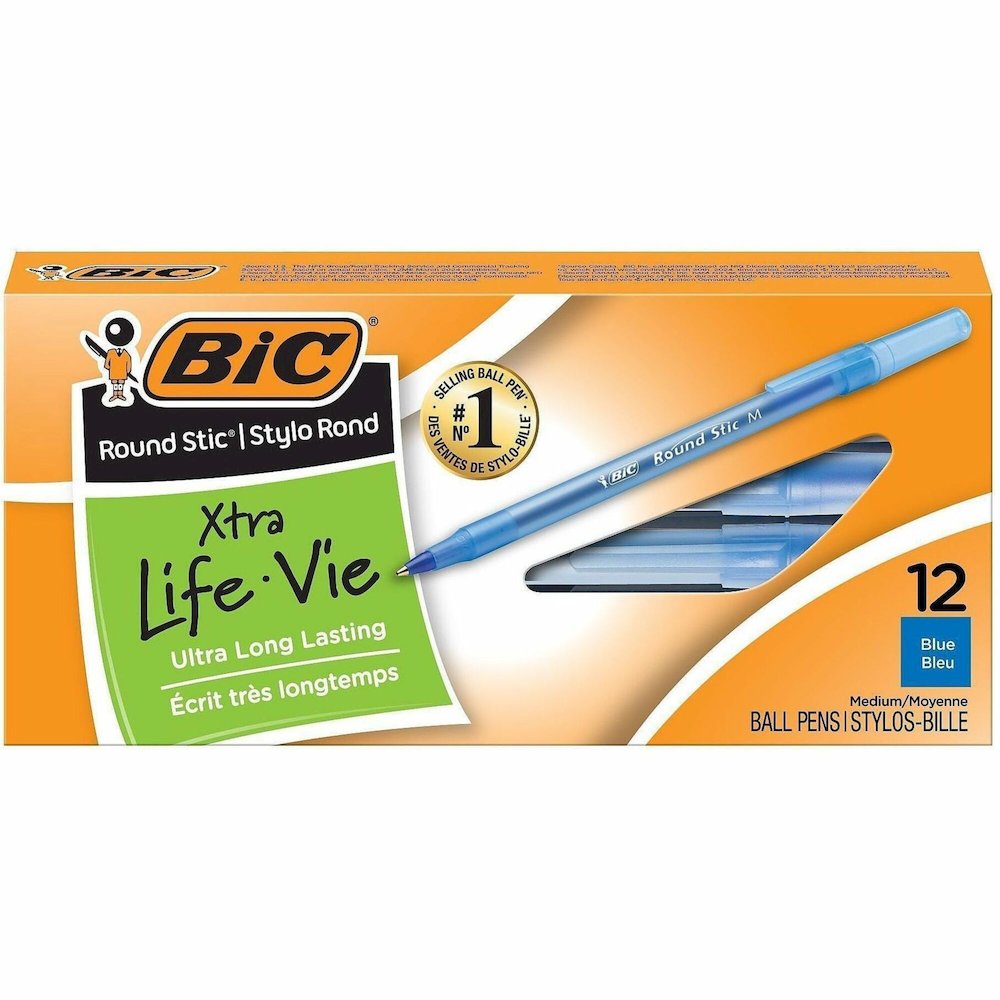 BIC Round Stic Ballpoint Pens - Blue Ink - Blue Barrel - 1/Box - 6 / Bundle. Picture 1