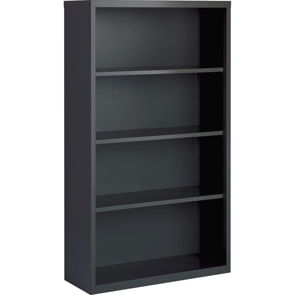 Lorell Fortress Series Bookcase - 60" Height x 34.5" Width x 13" Depth - 4 Shelve(s) - Material: Steel - Finish: Charcoal, Powder Coated - Adjustable Shelf, Welded, Durable - 1 Each. Picture 1