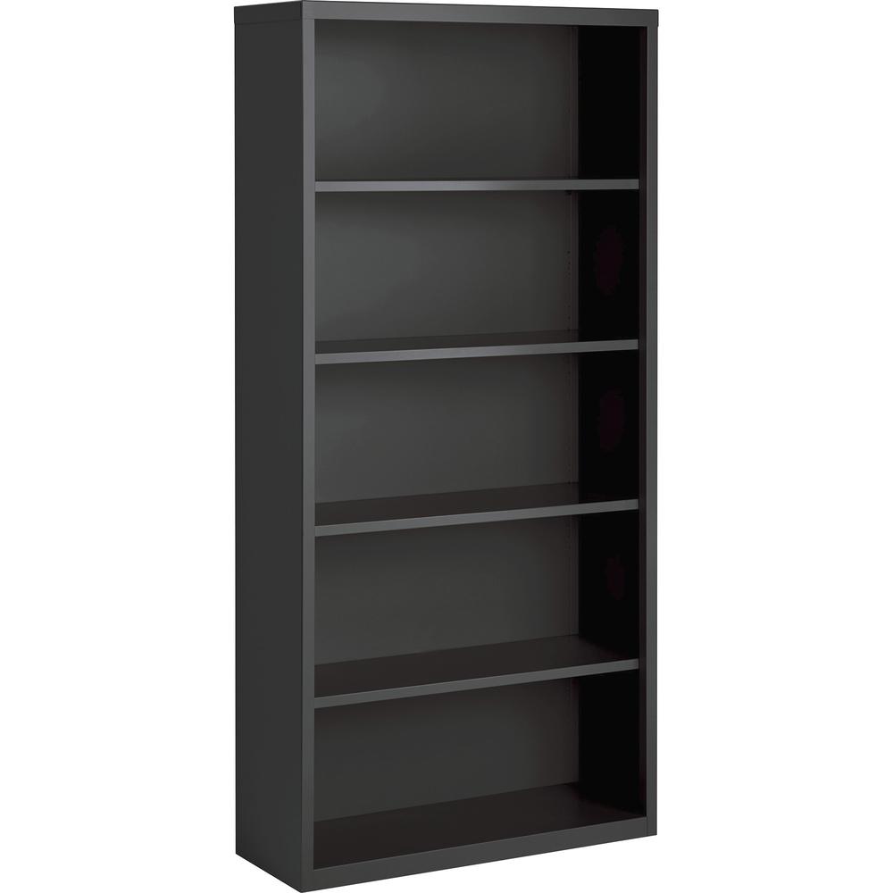Lorell Fortress Series Bookcase - 72" Height x 34.5" Width x 13" Depth - 5 Shelve(s) - Material: Steel - Finish: Charcoal, Powder Coated - Adjustable Shelf, Welded, Durable - 1 Each. Picture 1