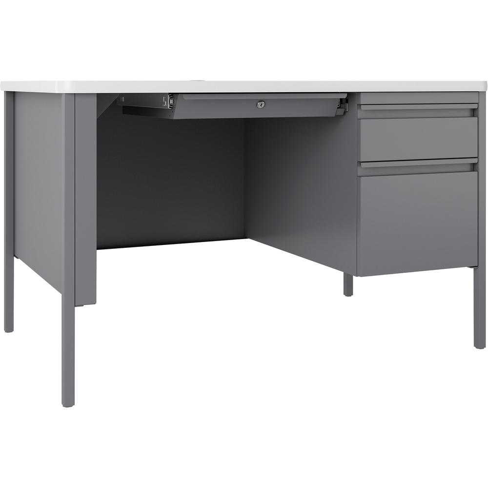 Lorell Fortress Series 48" Right-Pedestal Teachers Desk - 29.5" Height x 48" Width x 30" Depth - Single Pedestal on Right Side - T-mold Edge - Finish: Gray - 1 Each. Picture 1