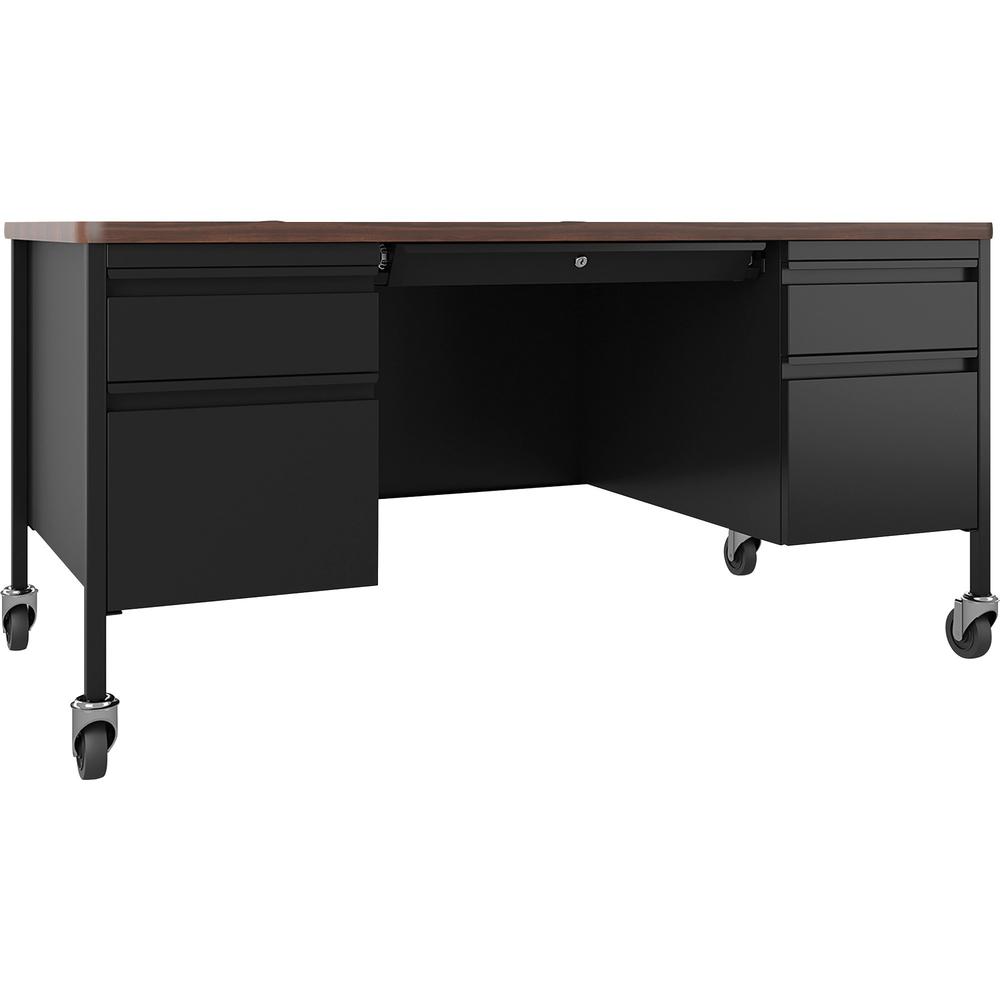 Lorell Fortress Series Mobile Double-Pedestal Teachers Desk - 60" x 30"29.5" - Box, File Drawer(s) - Double Pedestal - T-mold Edge. Picture 1