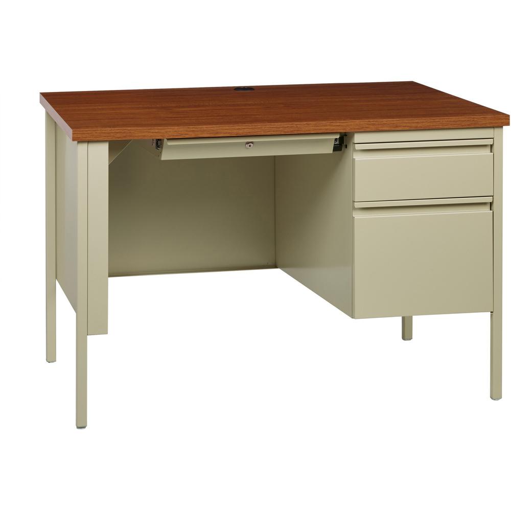 Lorell Fortress Series 45-1/2" Right Single-Pedestal Desk - 29.5" Height x 45.5" Width x 24" Depth, 1.1" Thickness Table Top - Single Pedestal on Right Side - Square Edge - 1 Each. Picture 1
