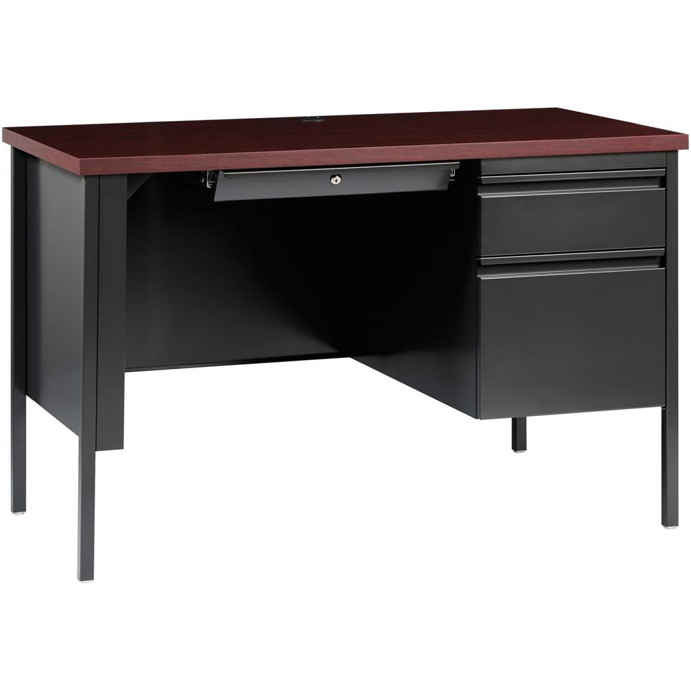 Lorell Fortress Series 45-1/2" Right Single-Pedestal Desk - 29.5" Height x 45.5" Width x 24" Depth, 1.1" Thickness Top - Single Pedestal on Right Side - Square Edge - 1 Each. Picture 1