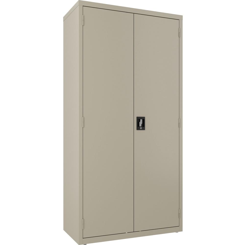 Lorell Fortress Series Wardrobe Cabinet - 18" Length x 36" Width x 72" Height - 2 x Door(s) - Locking Door - Putty - Steel - Yes. Picture 1