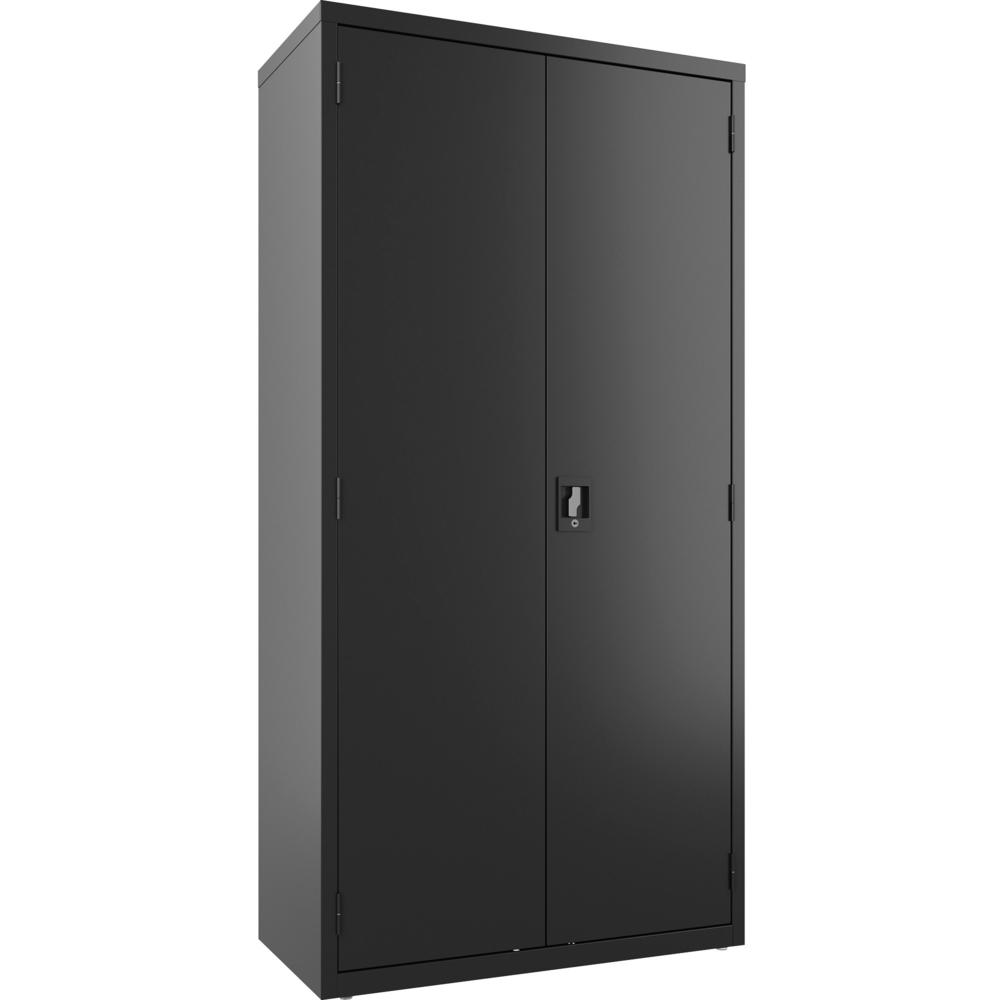 Lorell Fortress Series Wardrobe Cabinet - 36" Width x 18" Depth x 72" Height - 2 x Door(s) - Locking Door - Black - Steel - Yes. Picture 1