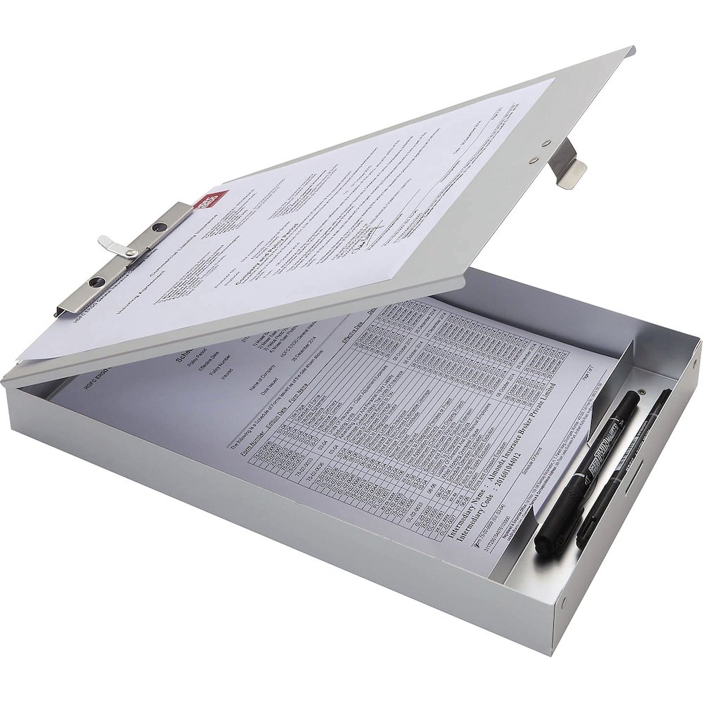Business Source Storage Clipboard - Storage for 50 Document - 8 1/2" x 11" Sheet Size - Silver - 1 Each. Picture 1