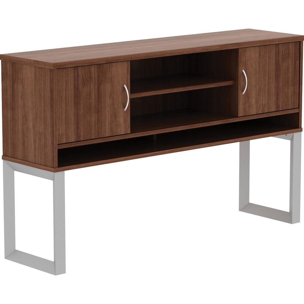 Lorell Relevance Series Freestanding Hutch - 36" Height x 59" Width x 15" Depth - 3 Shelve(s) - Finish: Walnut Laminate - 1 Each. Picture 1