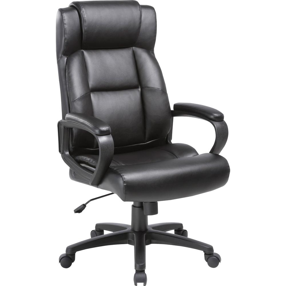 Lorell High-back Executive Chair - Black Bonded Leather Seat - Black Bonded Leather Back - High Back - 5-star Base - 1 Each. Picture 1