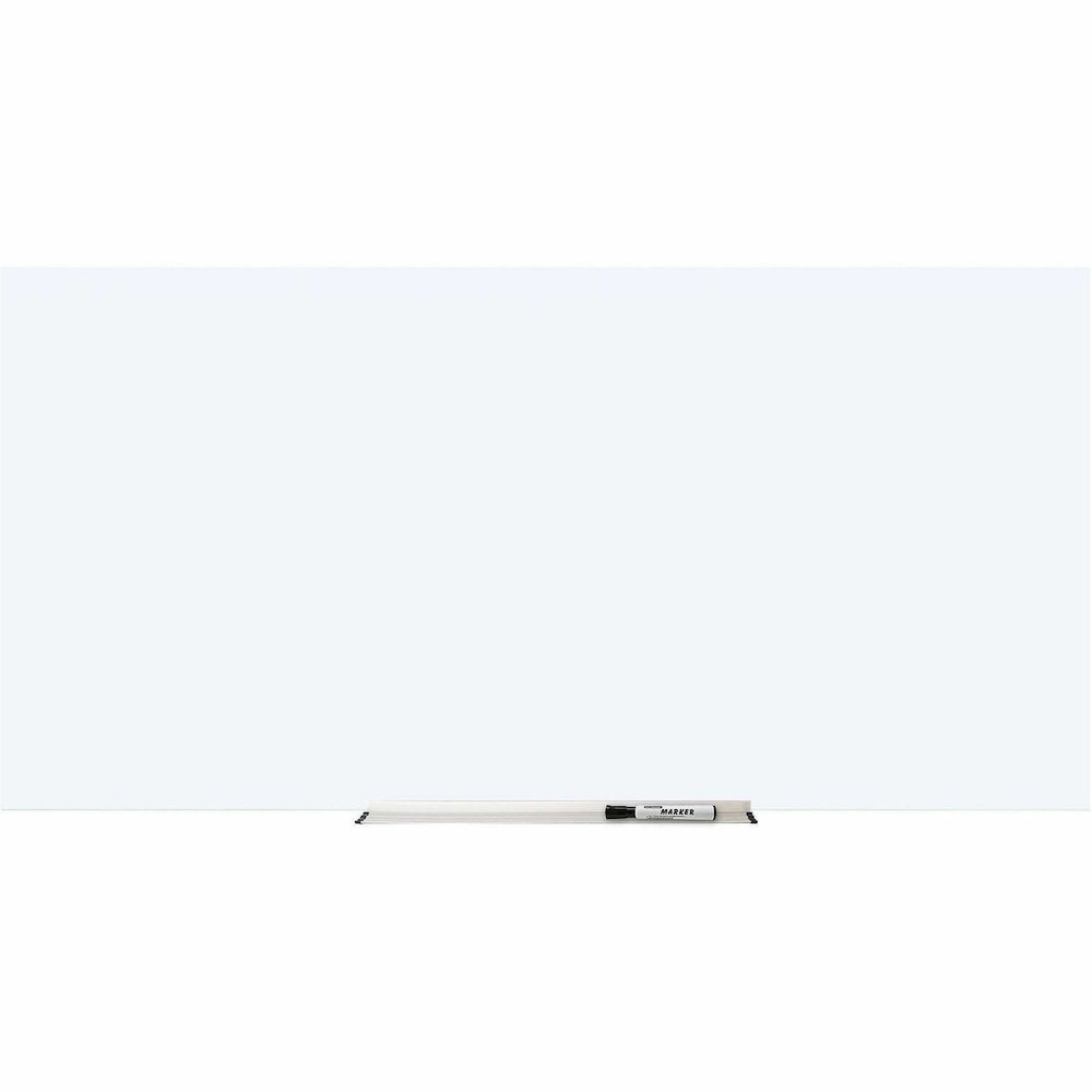 Lorell Magnetic Glass Dry-Erase Board - 96" (8 ft) Width x 48" (4 ft) Height - White Glass Surface - Rectangle - Magnetic - 1 Each. Picture 1