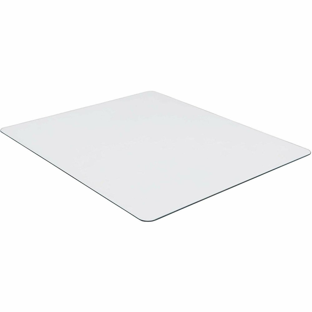 Lorell Tempered Glass Chairmat - Carpet, Hardwood Floor, Marble - 50" Length x 44" Width x 0.250" Thickness - Rectangular - Tempered Glass - Clear - 1 Each. Picture 1