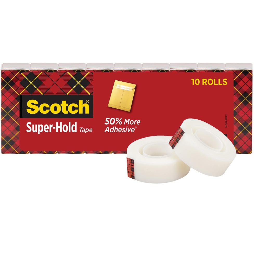 Scotch Super-Hold Tape - 27.78 yd Length x 0.75" Width - 10 / Pack - Clear. Picture 1