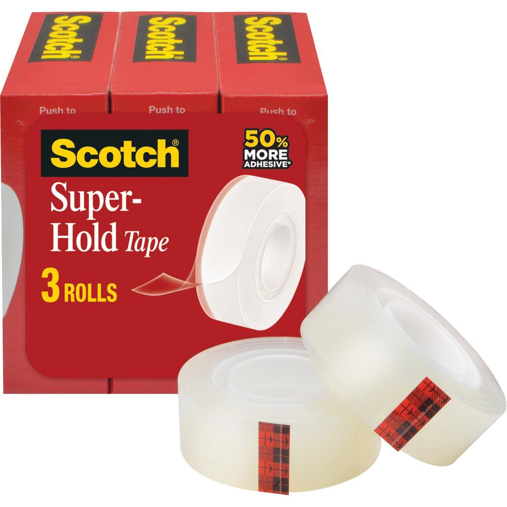 Scotch Super-Hold Tape - 27.78 yd Length x 0.75" Width - 3 / Pack - Clear. Picture 1