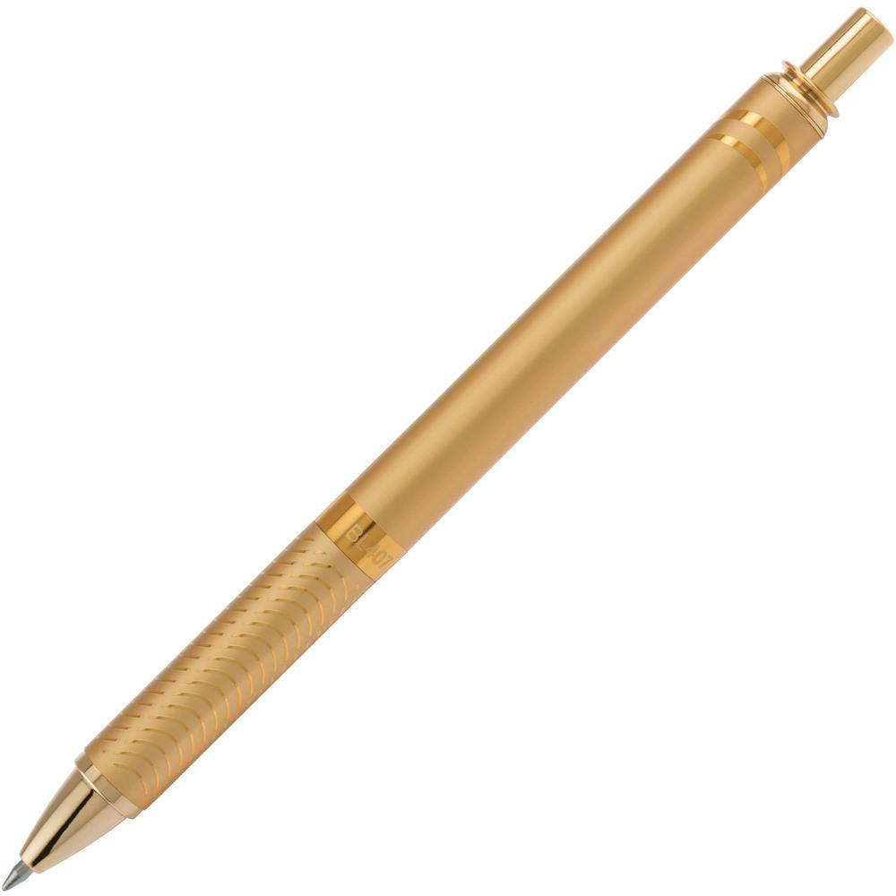 EnerGel EnerGel Alloy Gel Ink Retractable Pen - Medium Pen Point - 0.7 mm Pen Point Size - Refillable - Retractable - Black Liquid Gel Ink Ink - Gold Aluminum Alloy Barrel - Metal Tip - 1 Each. Picture 1