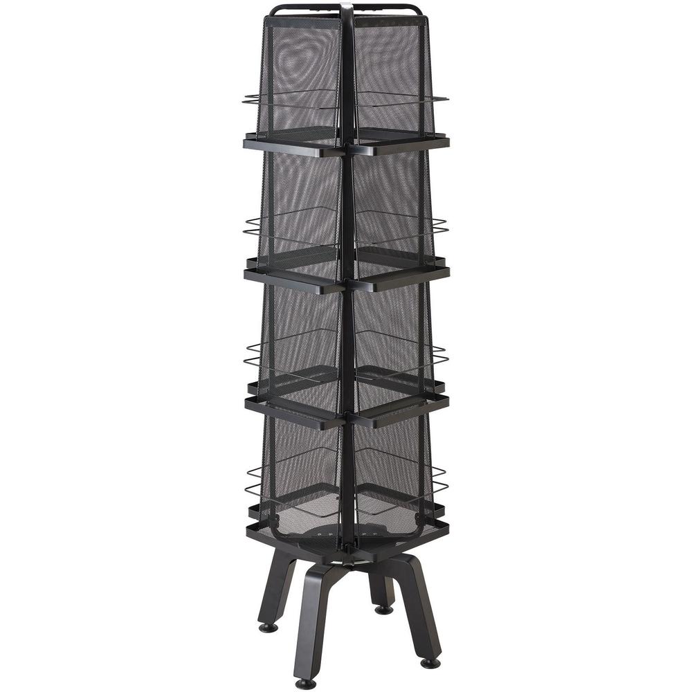 Safco Onyx Mesh Rotating Magazine Stand - 16 Pocket(s) - 58.56" Height x 18.25" Width x 18.25" Depth - Floor - 28% Recycled - Black - Steel, Polyvinyl Chloride (PVC) - 1 Each. Picture 1