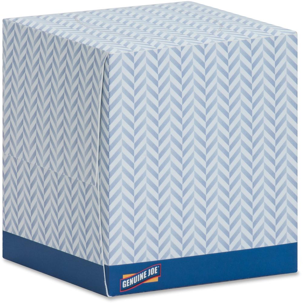 Genuine Joe Cube Box Facial Tissue - 2 Ply - Interfolded - White - 85/Box - 48 / Pallet. Picture 1