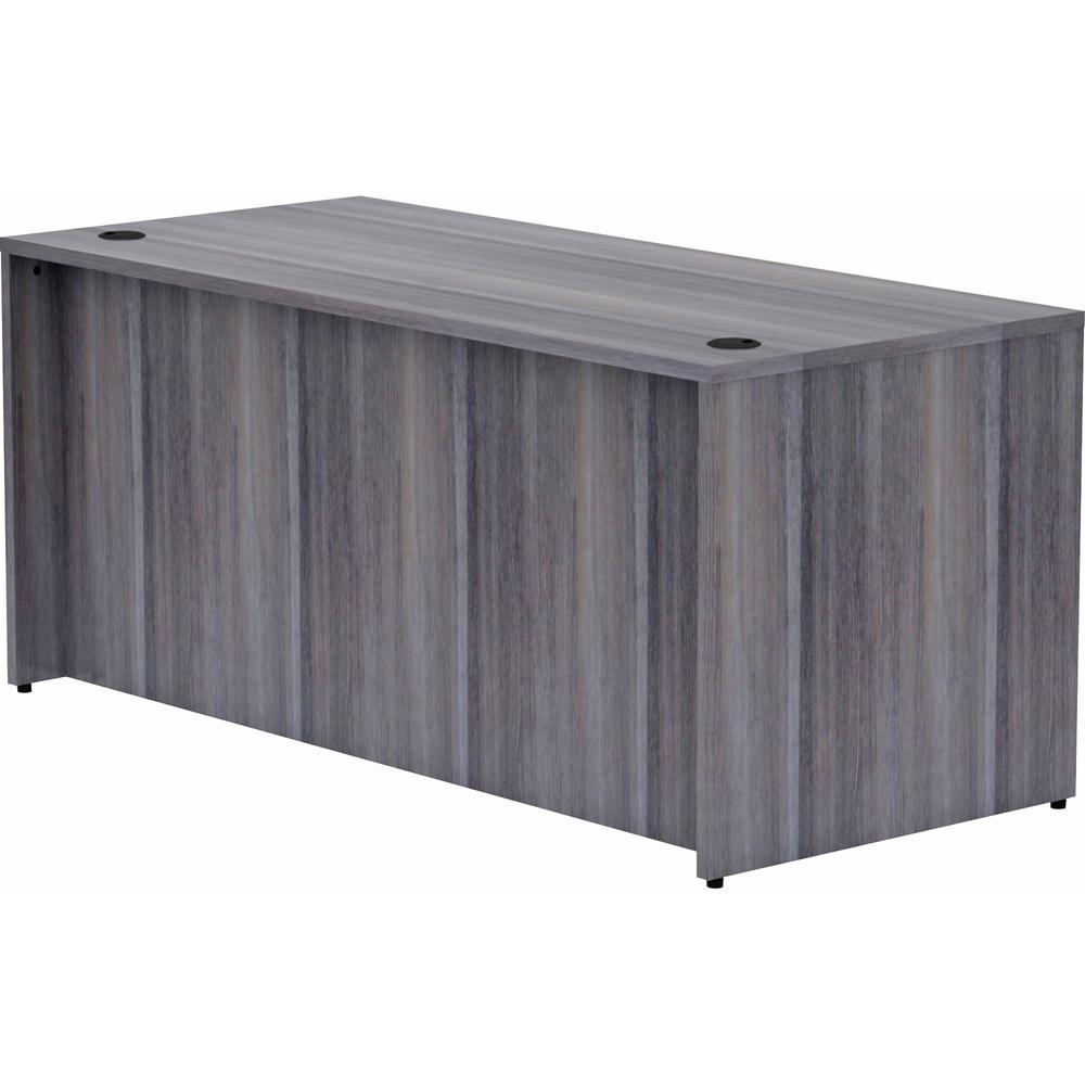 Lorell Essentials Series Rectangular Desk Shell - 29.5" Height x 66" Width x 30" Depth, 1" Thickness Top - Laminate, Weathered Charcoal Table Top - Grommet, Durable, Modesty Panel, Adjustable Floor Gu. Picture 1