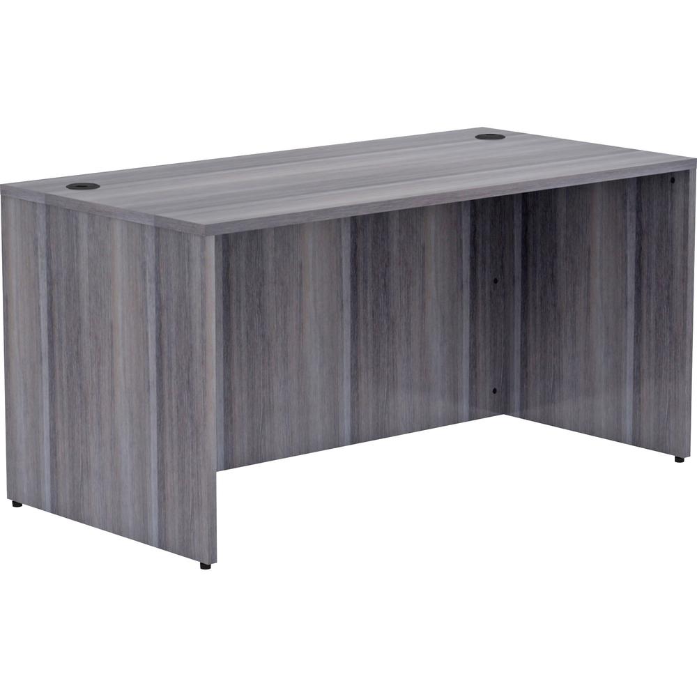 Lorell Essentials Series Rectangular Desk Shell - 60" x 30"29.5" , 1" Top - Laminate, Weathered Charcoal Table Top - Grommet. Picture 1