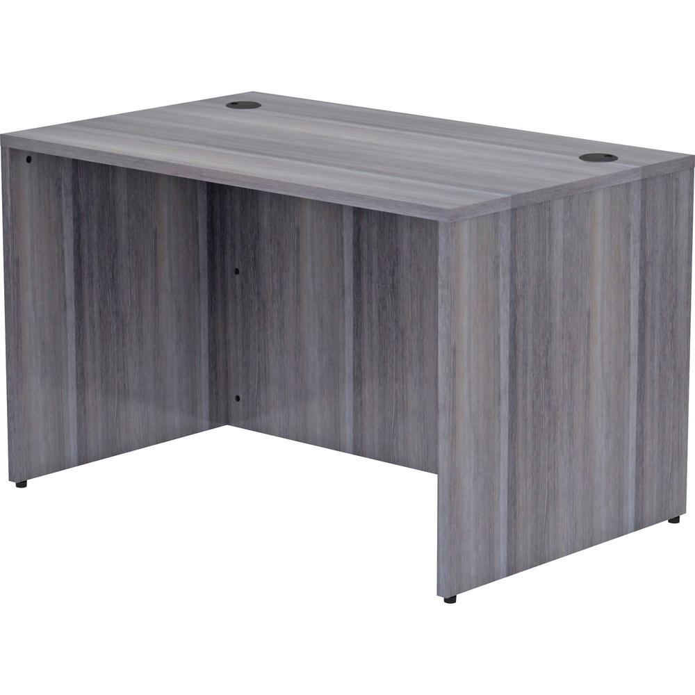 Lorell Essentials Series Rectangular Desk Shell - 29.5" Height x 48" Width x 30" Depth, 1" Thickness Top - Laminate, Weathered Charcoal Table Top - Grommet, Durable, Modesty Panel, Adjustable Floor Gu. Picture 1