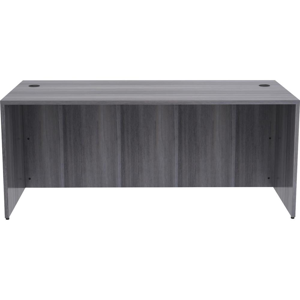 Lorell Essentials Series Rectangular Desk Shell - 29.5" Height x 70.9" Width x 35.4" Depth, 70.9" Width x 35.4" Depth x 1" Thickness Top - Laminate, Weathered Charcoal Table Top - Grommet, Durable, Mo. Picture 1
