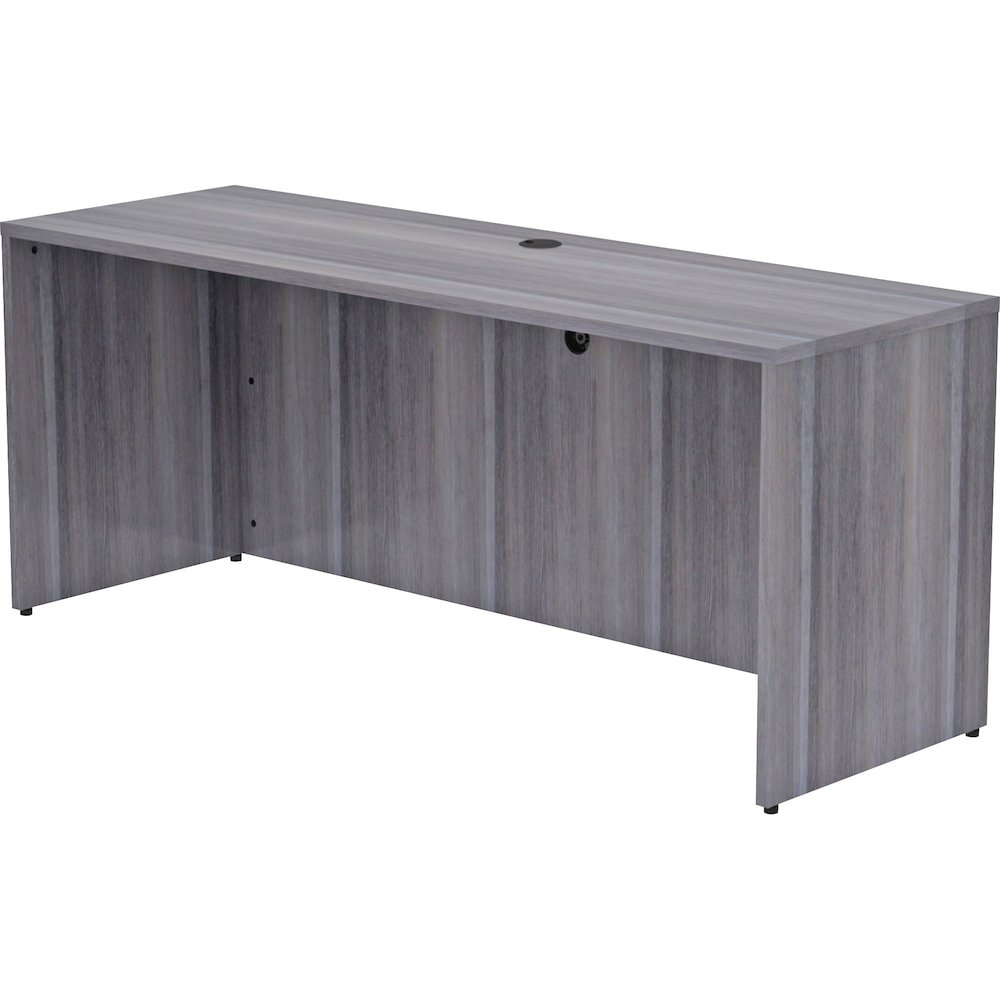 Lorell Essentials Series Credenza Shell - 29.5" Height x 70.9" Width x 23.6" Depth - Laminate, Weathered Charcoal Table Top - Modesty Panel, Grommet, Durable, Adjustable Floor Guide - 1 Each. Picture 1