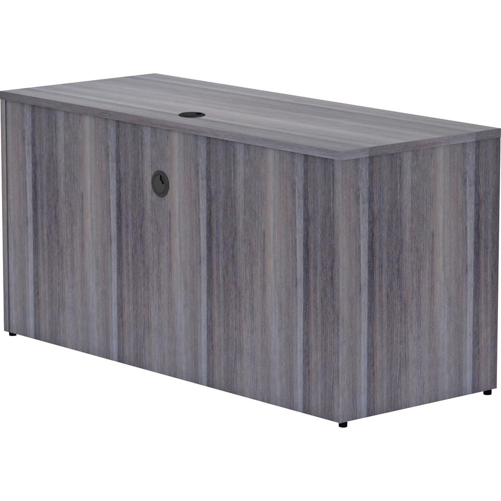Lorell Essentials Series Credenza Shell - 29.5" Height x 60" Width x 24" Depth, 1" Thickness Top - Laminate, Weathered Charcoal Table Top - Modesty Panel, Grommet, Durable, Adjustable Floor Guide - 1 . Picture 1