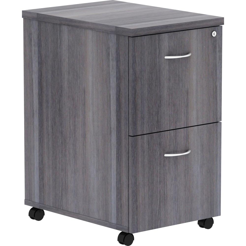 Lorell Essentials Series File/File Mobile File Cabinet - 28.3" Height x 16" Width x 22" Depth - Total Drawer(s): 2 - Finish: Weathered Charcoal, Laminate - Dual Wheel Caster, Durable, Built-in Hangrai. Picture 1