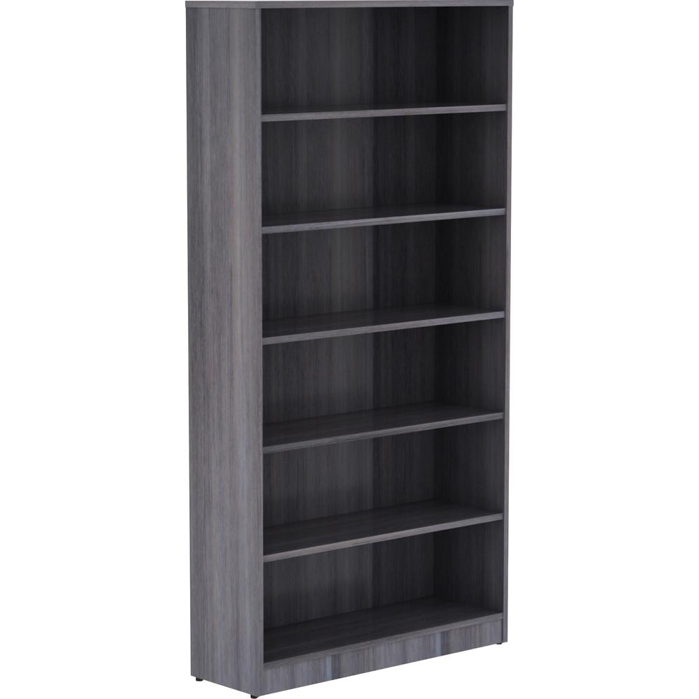 Lorell Laminate Bookcase - 6 Shelf(ves) - 72" Height x 36" Width x 12" Depth - Sturdy, Adjustable Shelf, Square Corner, Adjustable Feet - Weathered Charcoal - Thermally Fused Laminate - 1 Each. Picture 1
