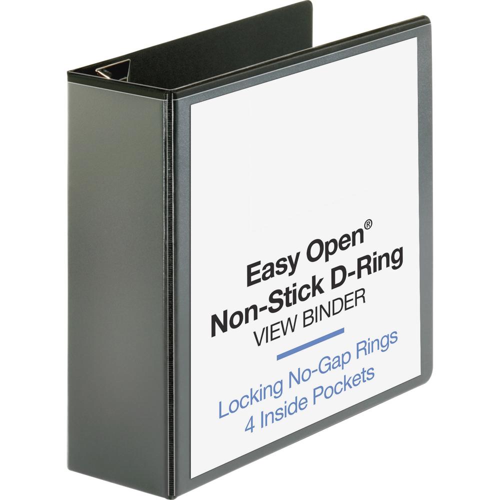 Business Source Locking D-Ring View Binder - 4" Binder Capacity - Letter - 8 1/2" x 11" Sheet Size - 775 Sheet Capacity - D-Ring Fastener(s) - 4 Inside Front & Back Pocket(s) - Polypropylene, Chipboar. Picture 1