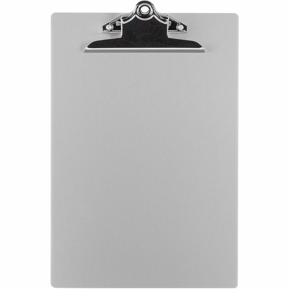 Business Source Aluminum Clipboard - 8 1/2" x 11" Sheet Size - Clamp - Aluminum - Silver - 1 Each. Picture 1