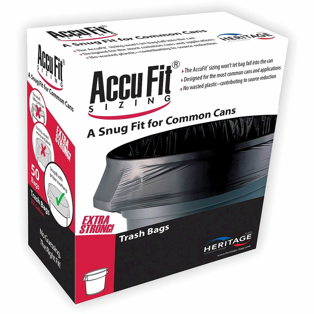 Heritage RePrime AccuFit 44-gal Can Liners - 44 gal Capacity - 50" Length x 37" Width x 0.90 mil (23 Micron) Thickness - Low Density - Black - Linear Low-Density Polyethylene (LLDPE) - Garbage - 50/Bo. Picture 1