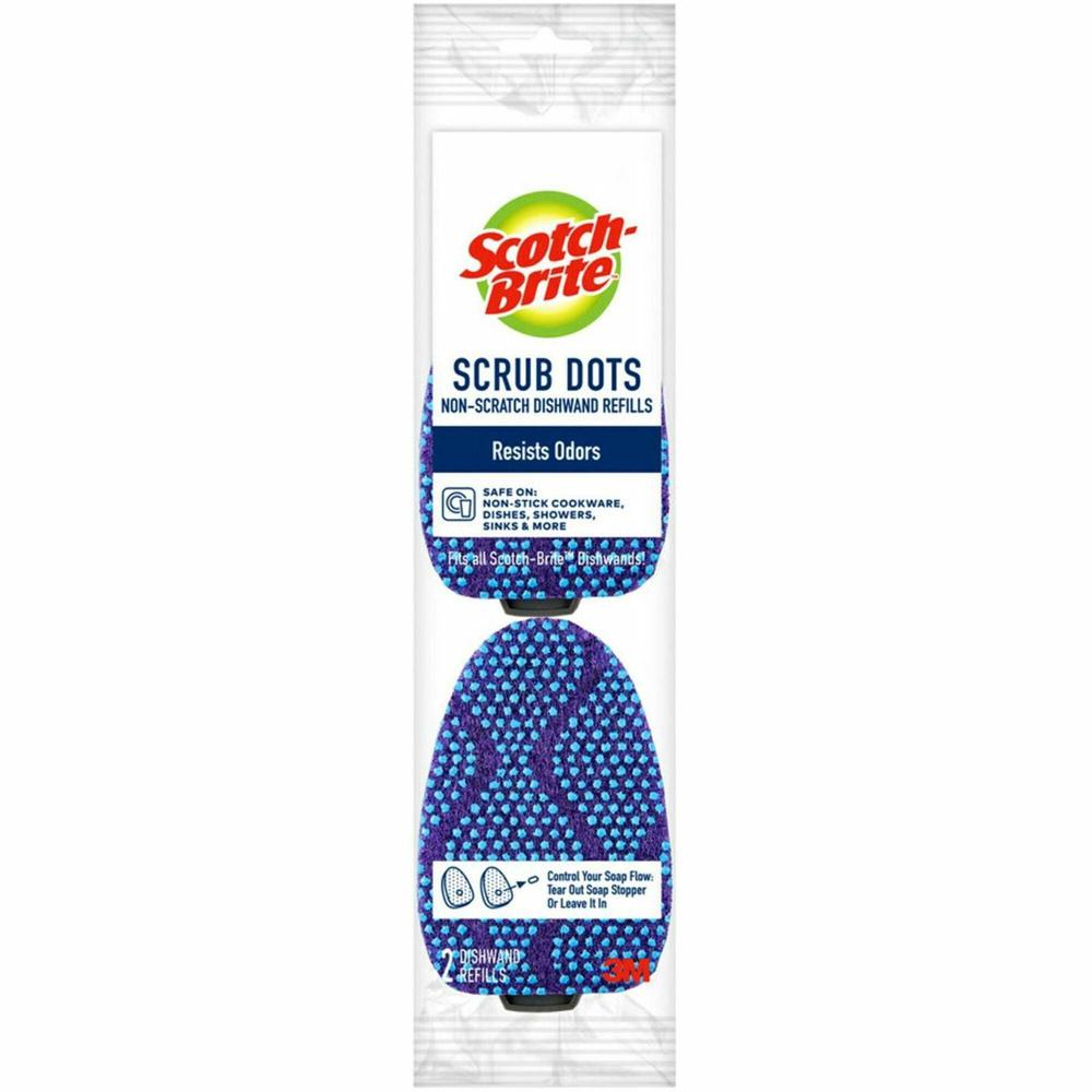 Scotch-Brite Scrub Dots Dishwand Refill - 3.5" Width x 4.4" Length - 14/Carton - Blue. Picture 1