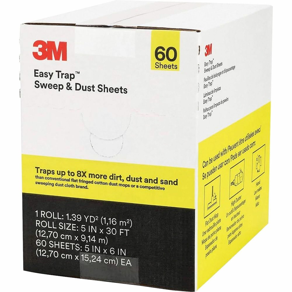 3M Easy Trap Duster - 5" Width x 6" Depth - Perforated, Disposable, Launderable, Disposable - White - 60/Box - 8 / Carton. Picture 1