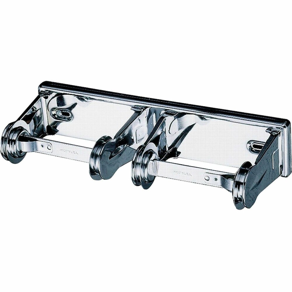 San Jamar 2-Roll Locking Bath Tissue Dispensers - Roll Dispenser - 2 x Roll - 2.8" Height x 12.4" Width x 4.5" Depth - Chrome - Anti-theft, Lockable - 12 / Carton. Picture 1