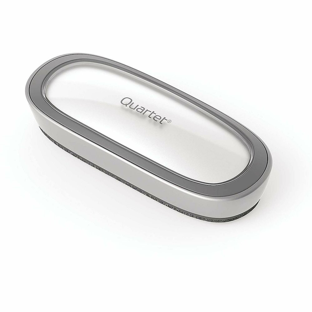 Quartet Dry-Erase Board Eraser - 2.38" Width x 6" Length - Used as Stain Remover, Dust Remover - Dustless, Magnetic - Silver - Foam, Felt - 1 Each. Picture 1