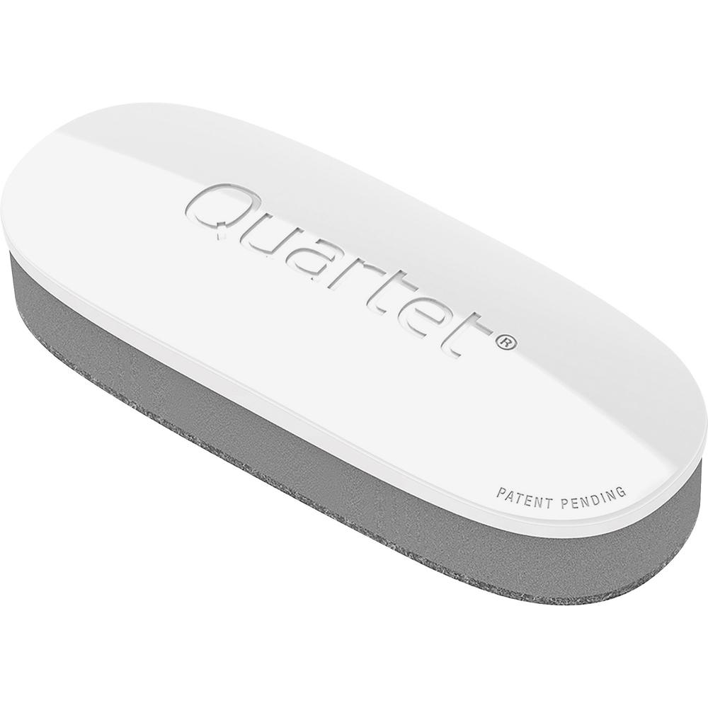 Quartet Dry-Erase Board Eraser - 2" Width x 5" Length - Streak-free, Comfortable Grip, Dustless, Stain Resistant - White, Silver - Foam, Felt - 1 Each. Picture 1