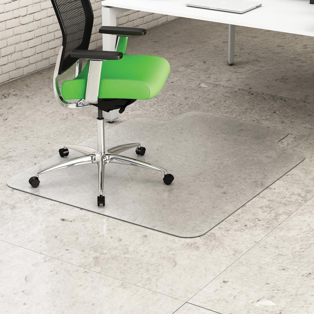 Deflecto Earth Source Hard Floor Chair Mat - Hard Floor - 53" Length x 45" Width x 0.100" Thickness - Lip Size 12" Length x 25" Width - Clear - 1 Each. Picture 1