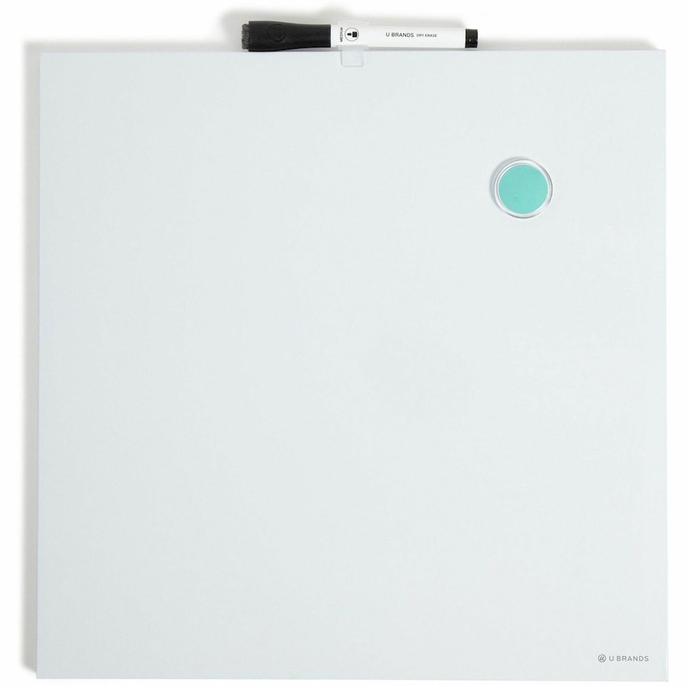 U Brands Magnetic Frameless Dry-Erase Board - 14" (1.2 ft) Width x 14" (1.2 ft) Height - White Painted Steel Surface - Square - Horizontal/Vertical - Magnetic - 1 Each. Picture 1