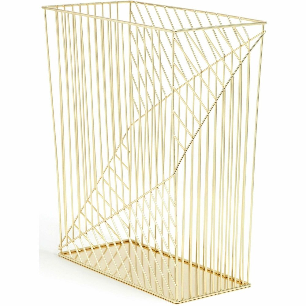 U Brands Vena Waste Basket - Sturdy, Lightweight - 6.1" Height x 12.2" Width - Metal Wire - Gold - 1 Each. Picture 1