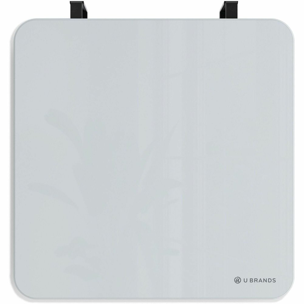 U Brands Magnetic Cubicle/Wall Glass Dry-Erase Board - 12" (1 ft) Width x 12" (1 ft) Height - Frosted White Tempered Glass Surface - Square - Horizontal - Magnetic - Frameless - 1 Each. Picture 1