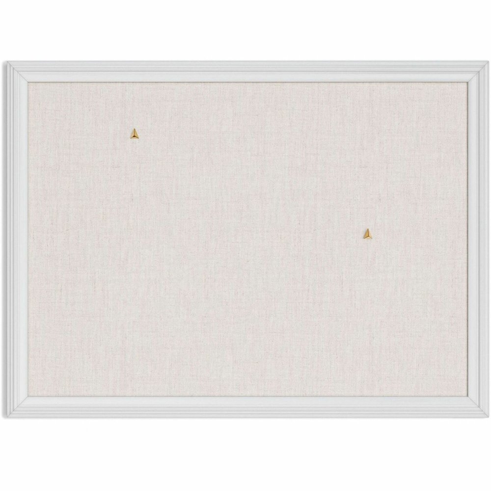 U Brands Linen Bulletin Board - 17" Board Height x 23" Board Width - Tan Cork Surface - Self-healing, Durable, Mounting System - White Wood Frame - 1 Each. Picture 1