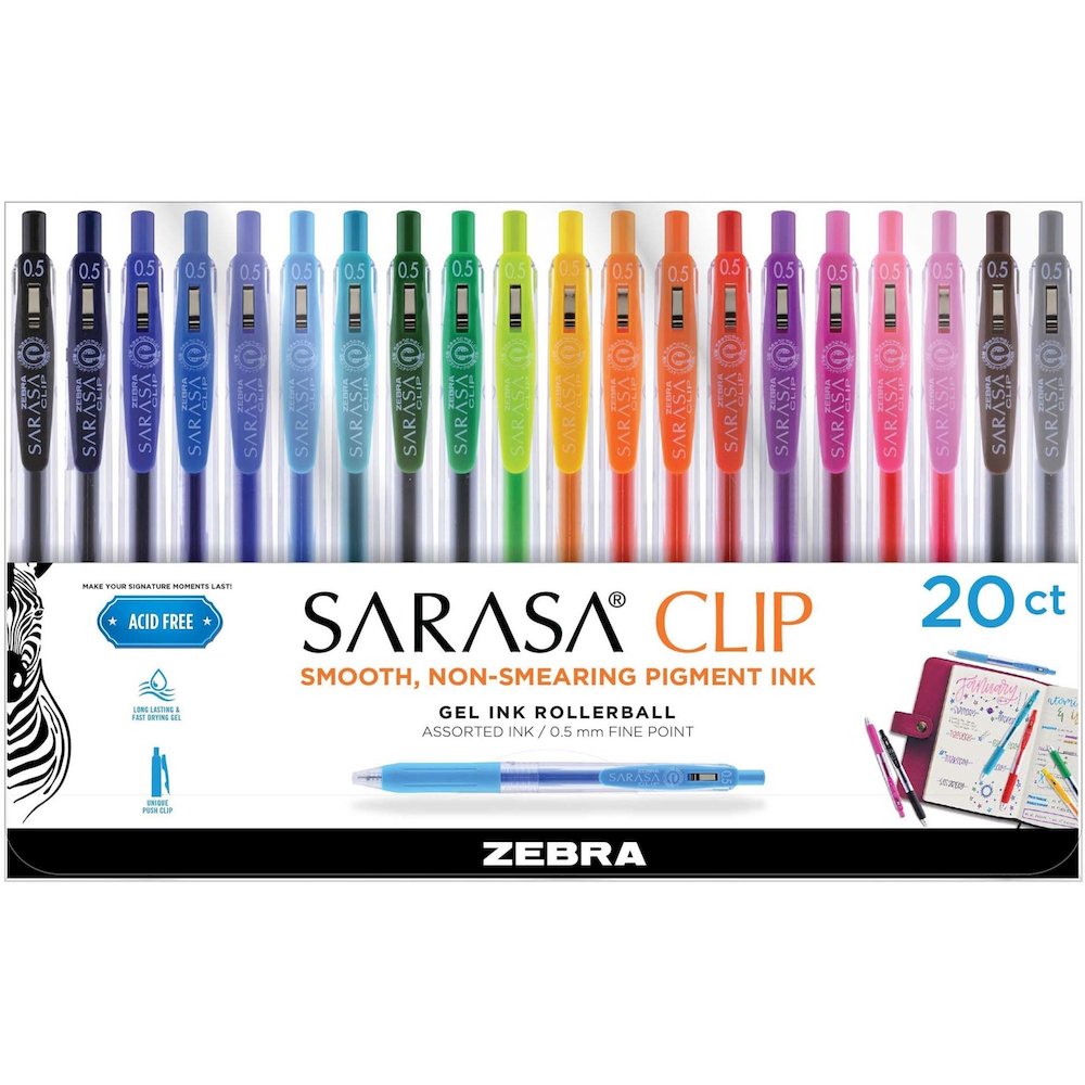 Zebra Pen SARASA Clip Retractable Gel Pen - Retractable - Water Based - 20 / Pack. Picture 1