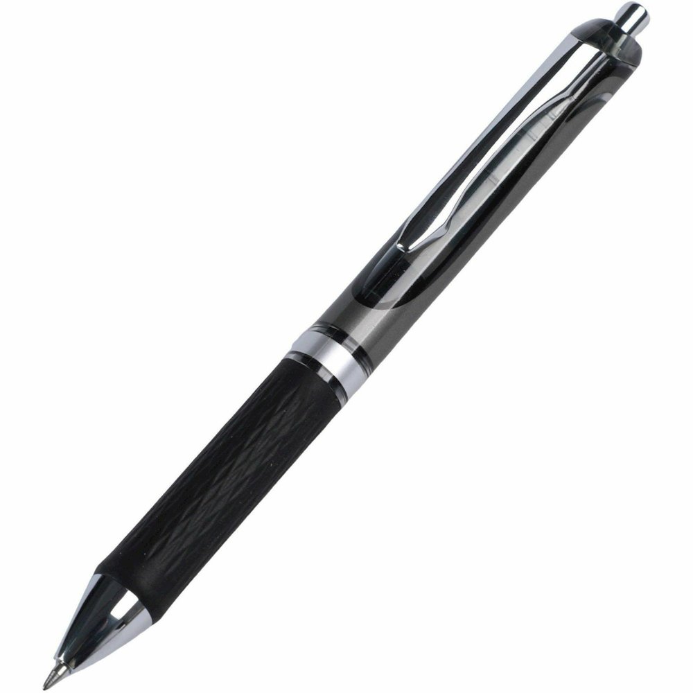 Integra Retractable Gel Ink Pen - Retractable - Black Ink - Gel-based - Black Barrel - Metal Tip - 1 Dozen. Picture 1