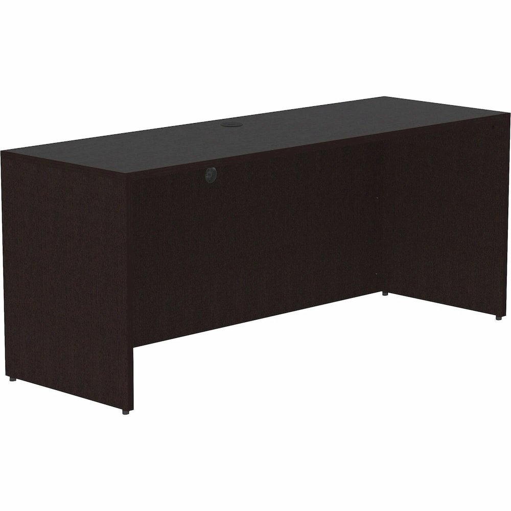 Lorell Essentials Series Credenza Shell - 29.5" Height x 70.9" Width x 23.6" Depth - Finish: Espresso, Silver Brush - Grommet, Adjustable Feet, Durable, Laminated, Cam Lock, Cord Management - 1 Each. Picture 1