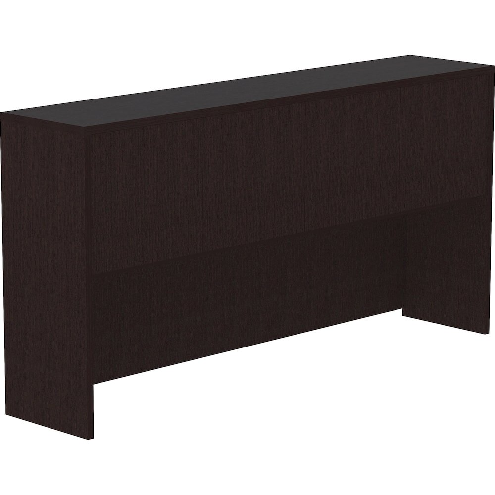 Lorell Essentials Series Stack-on Hutch - 36" Height x 70.9" Width x 14.8" Depth Hutch - 4 Door(s) - Finish: Espresso - Grommet, Durable, Laminated, Cam Lock, Cord Management - 1 Each. Picture 1